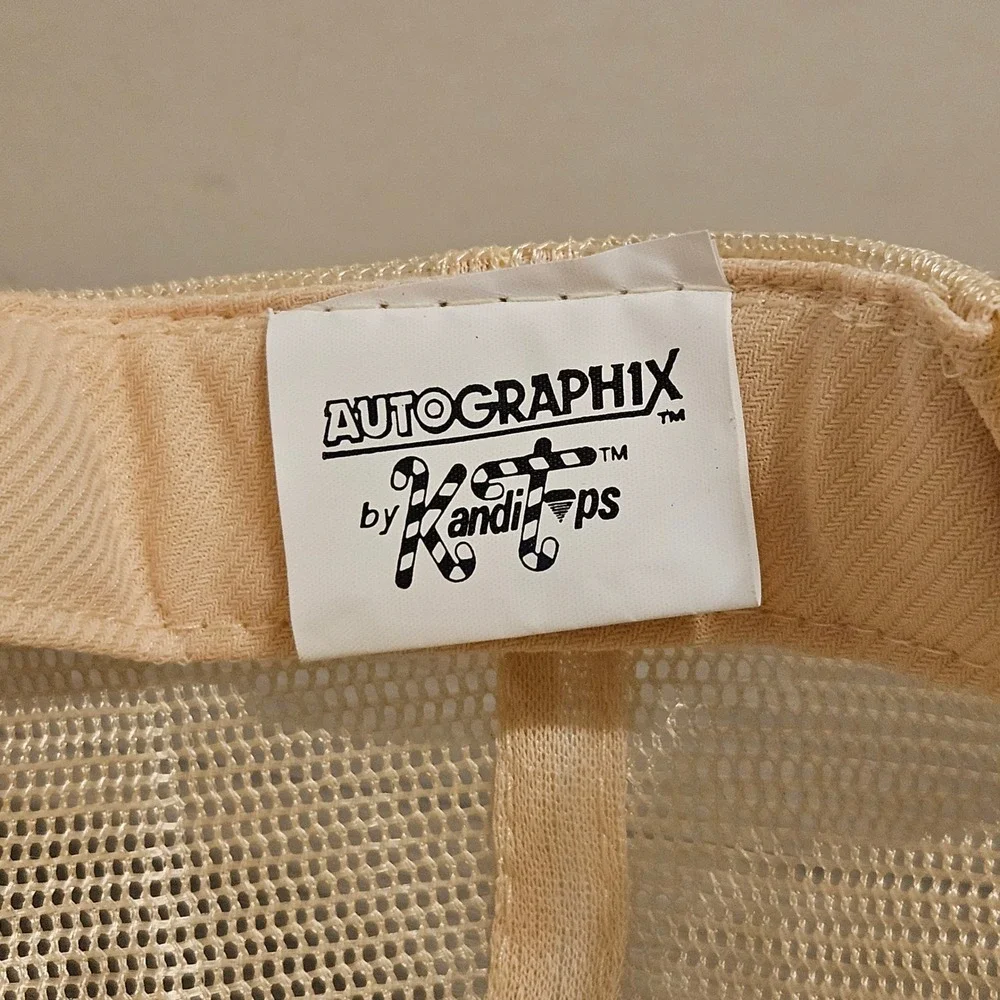 Vintage Autographix 57 Ford Fairlane Trucker Hat Mesh Snapback Cream Retro Car